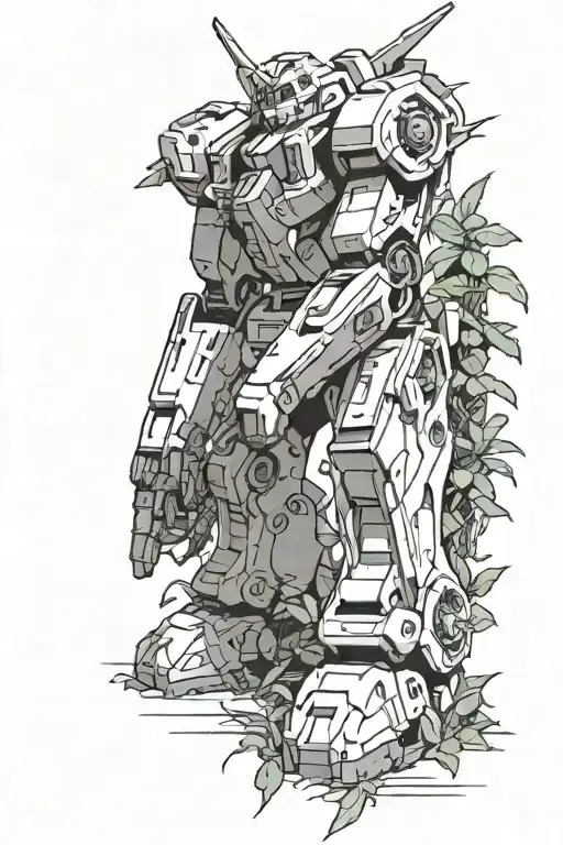 Gundam Robotic Arm With Plant Overgrowth Growing In It