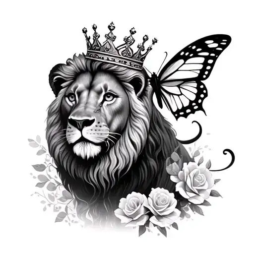 Lion With Crown And Butterfly Rosery