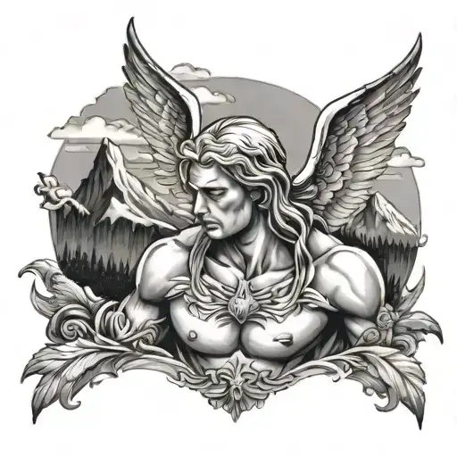 Angel With Mountains In The Background On The Chest