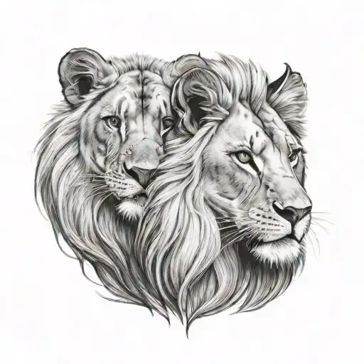 Brother And Sister Tattoo With Lions