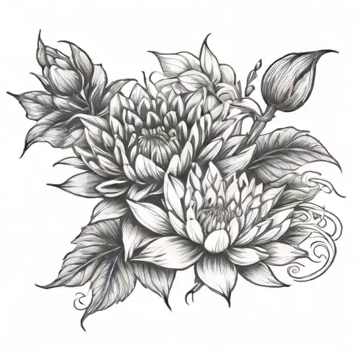 Chrysanthemum And Water Lily And Narcissus And Daffodil Back