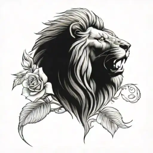 Rose Growing With A Lion Head