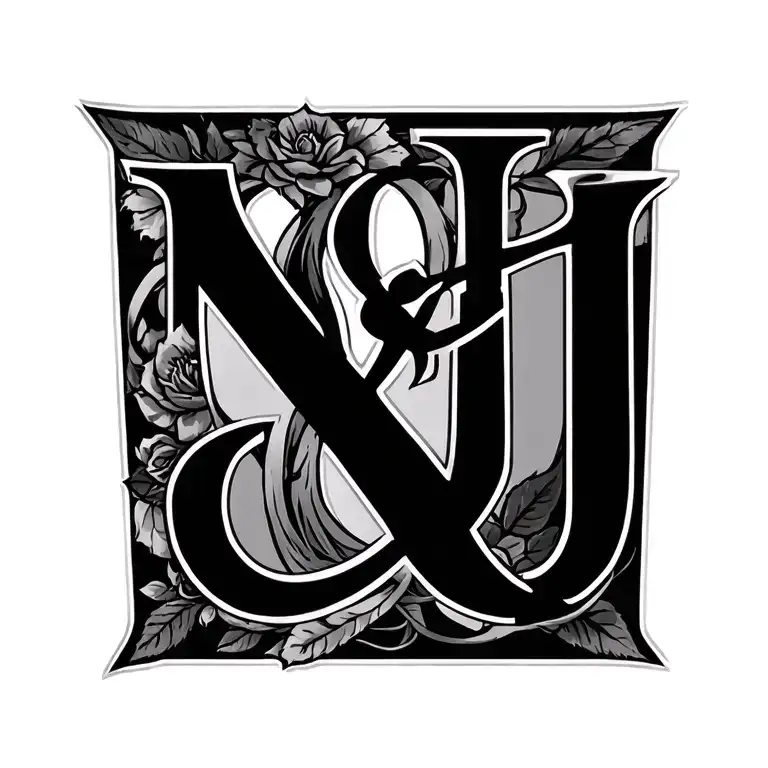 M And J Initials Intertwined