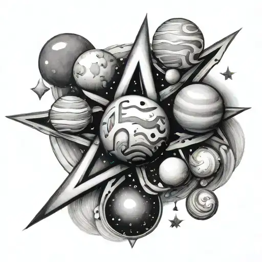 Initial H With Planets And Stars