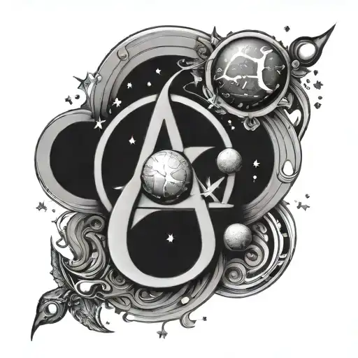 Initial H With Planets And Stars Forming The Shape