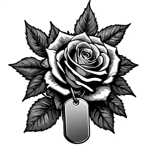 Roses With Military Dog Tag