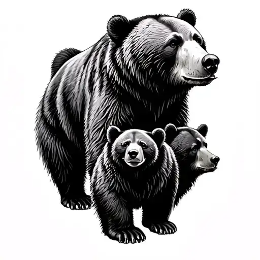 Moma Bear With 4 Cubs