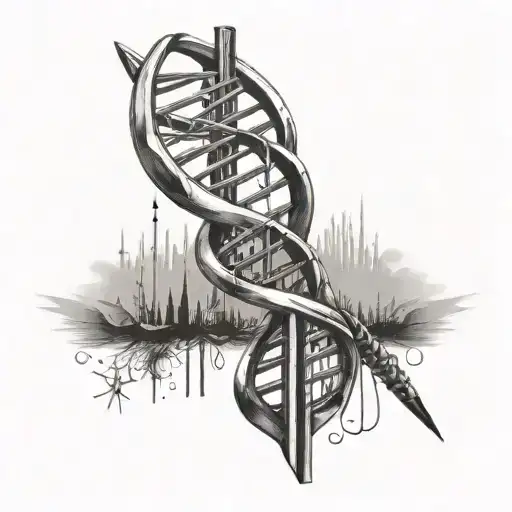 A Dna With One Strand Being An Arrow On Spine