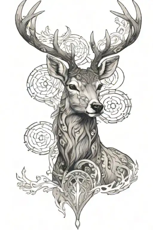 Astral Deer With White Horns
