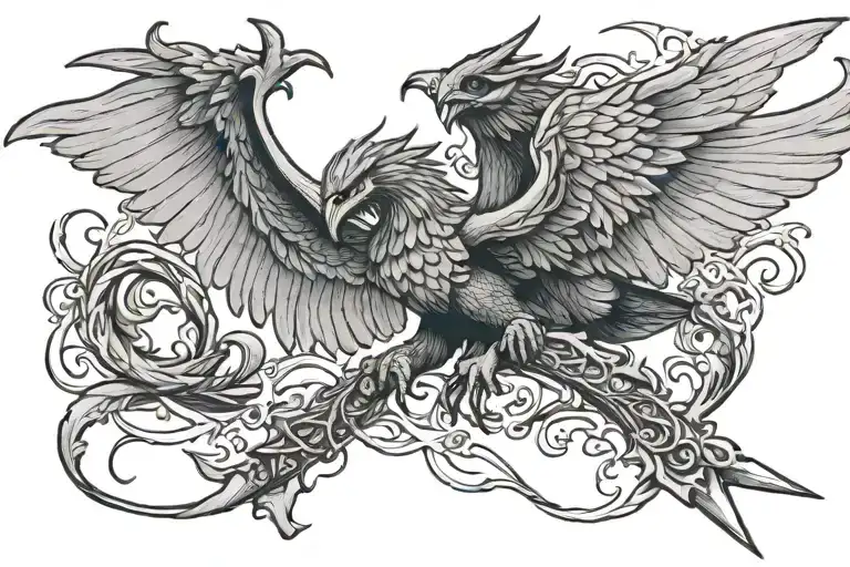 Sword Wyvern Stag Hawk Flying