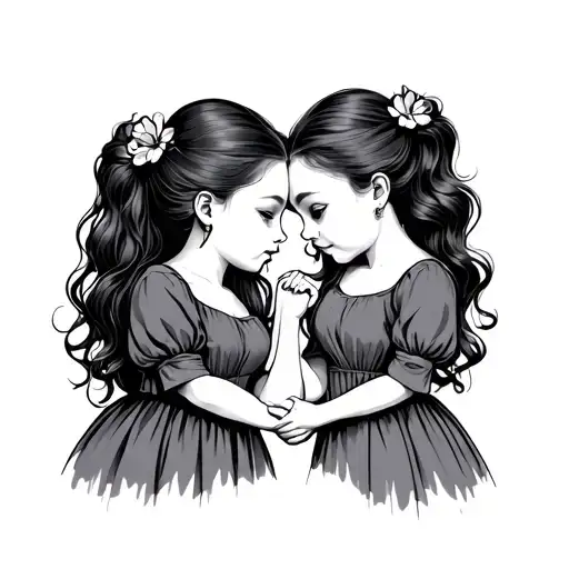 Twin Girls Holding Hands