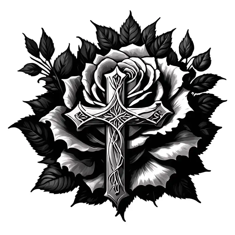 Cross And Rosery Wrapped