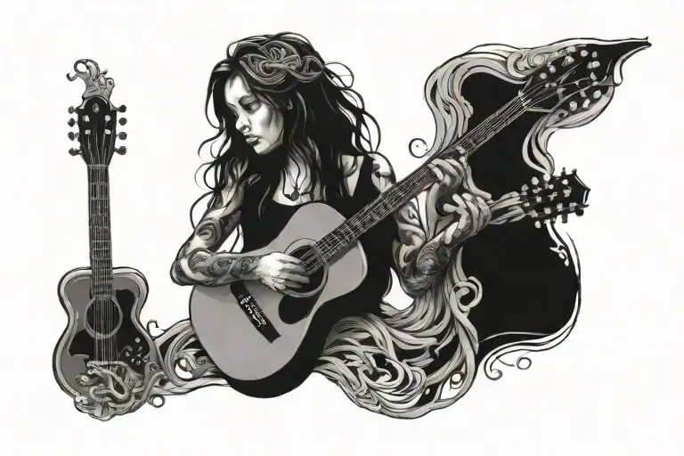 Continent Arica In A Guitar Intertwined Within Her She