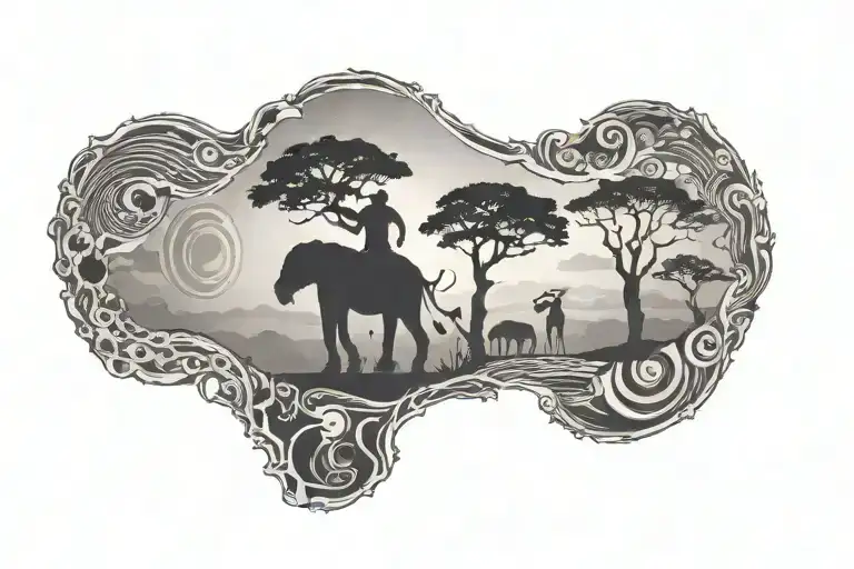 Sillouette Of Africa In The Corpus Of A Guitar