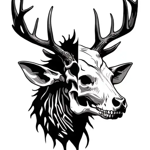 Half Stag Head Half Stag Skeleton