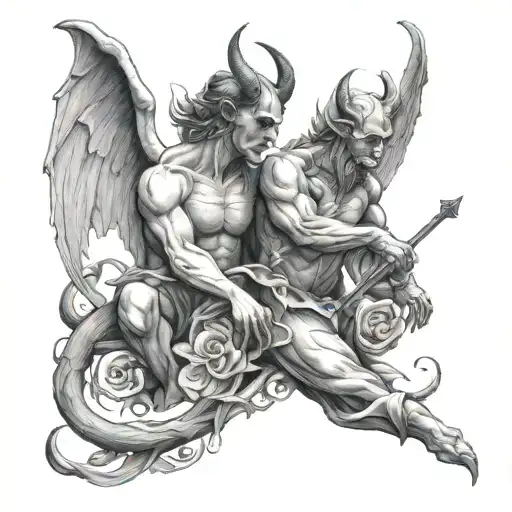 Devil And Angel Playing