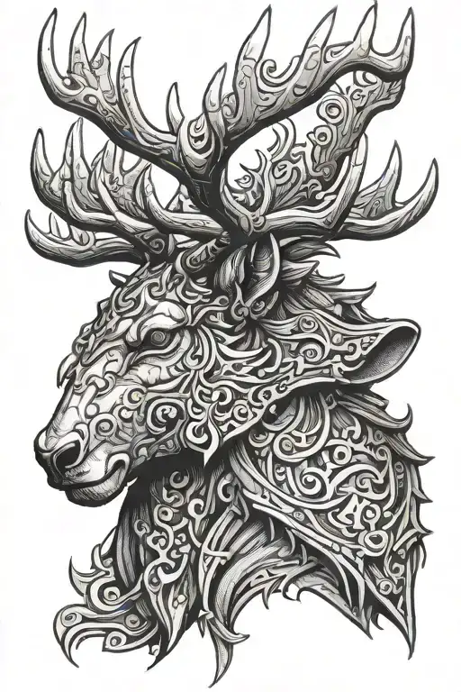 Powerfull Stag Head Profil With Armor
