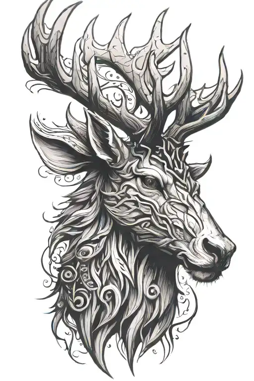 Powerfull Warrior Stag Head Profil