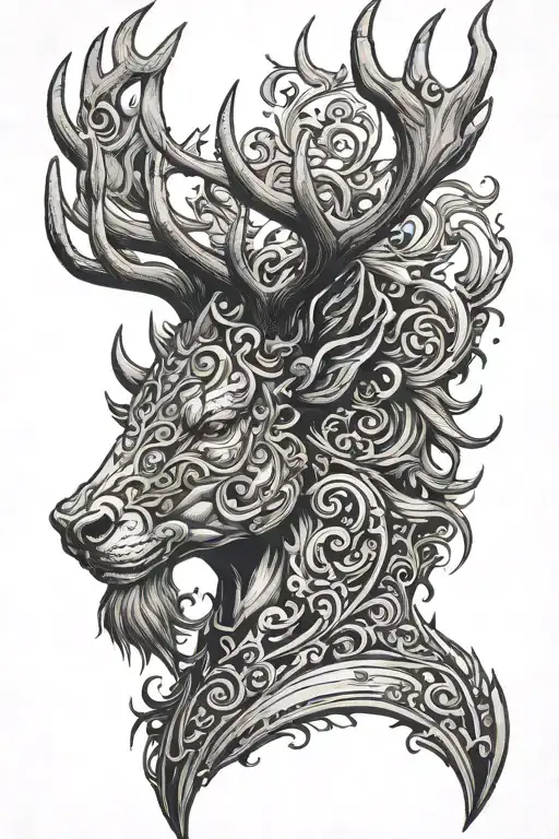 Powerfull Warrior Stag Head Profil