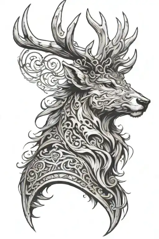 Powerfull Warrior Stag Head Profil