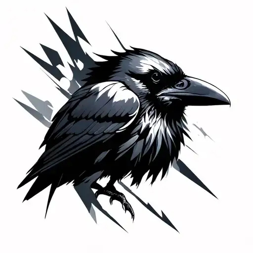 Raven Done In A Cubism Art Style