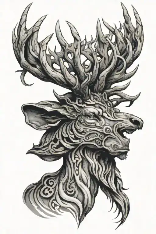 Powerfull Warrior Stag Head Semiprofil