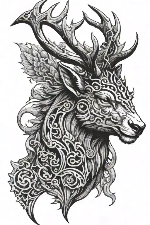 Powerfull Warrior Stag Head Semiprofil