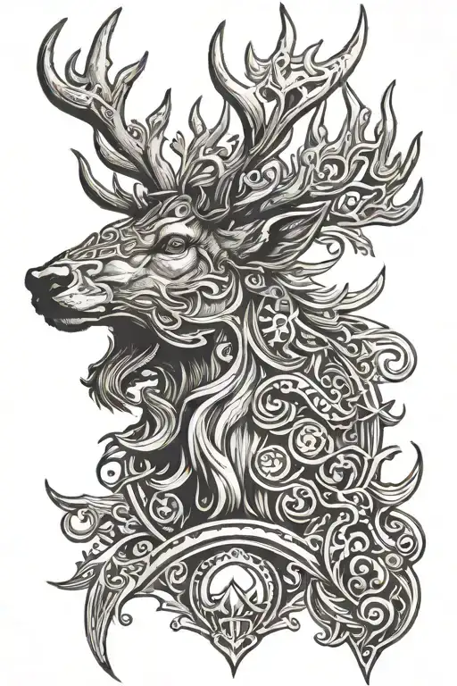 Powerfull Warrior Stag Head Semiprofil