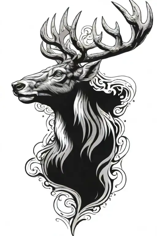 Powerfull Warrior Stag Head Semiprofil