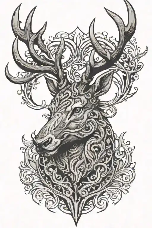 Powerfull Warrior Stag Head Semiprofil