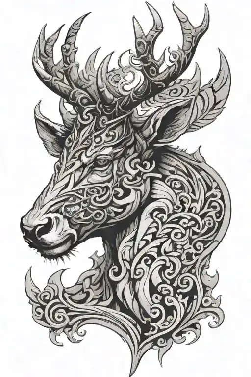 Powerfull Warrior Stag Head Semiprofil