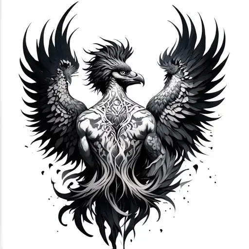 Infinite Phoenix Rebirth Back Tattoo Male