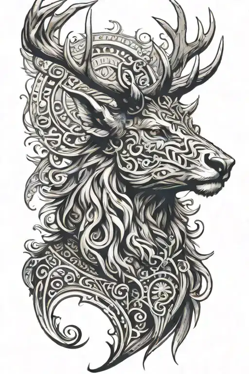 Powerfull Warrior Stag Head Semiprofil