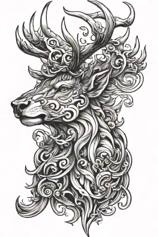 Powerfull Warrior Stag Head Semiprofil