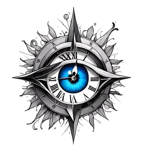 Amazing Blue Eye Clock Compass Rose Arm