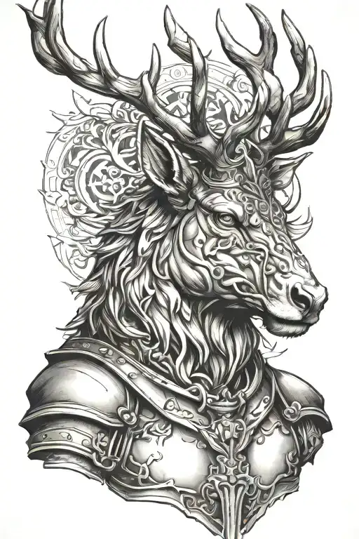 Powerfull Stag Head Profil Shoulder Armor