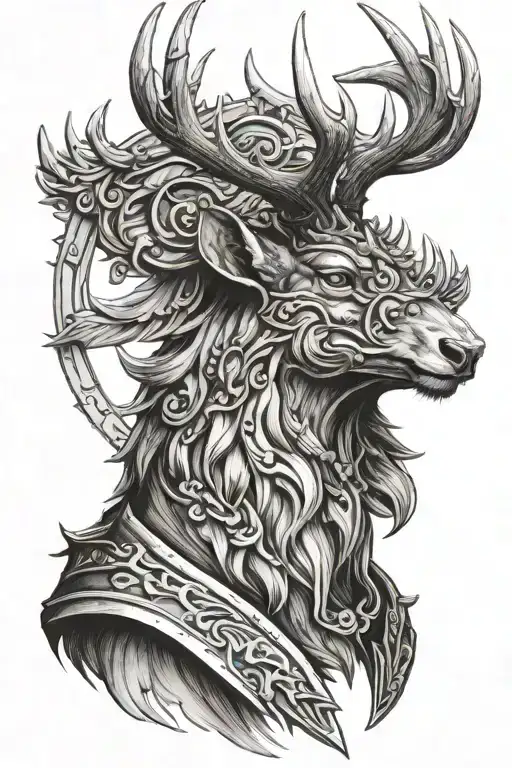 Powerfull Stag Head Profil Shoulder Armor