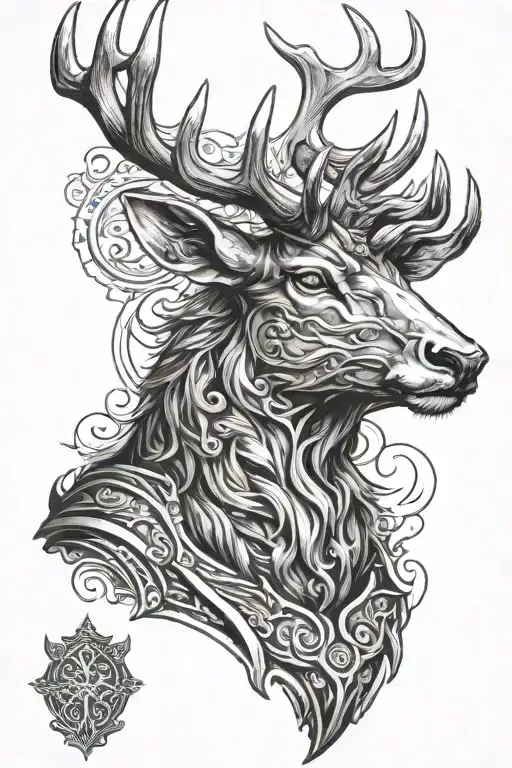 Powerfull Stag Head Profil Shoulder Armor