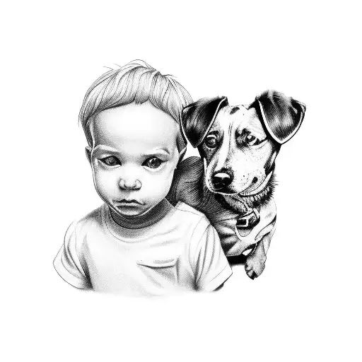 Littel Boy With A Dog