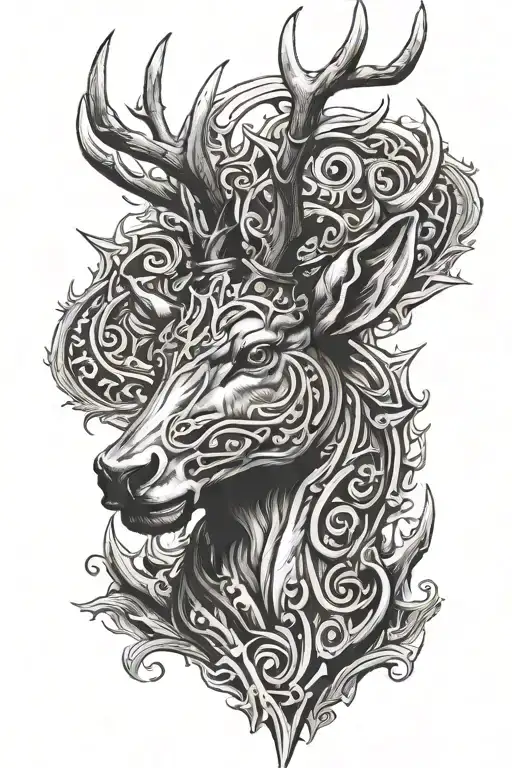 Powerfull Stag Head Profil Shoulder Armor