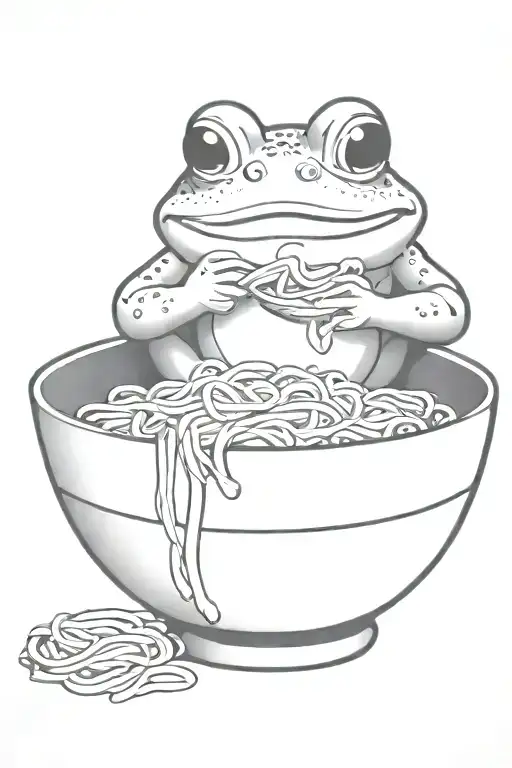 A Frog Eating A Bowl Of Japanese Ramen Noodles