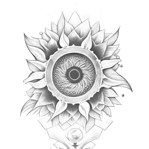 Hourglass Combined With Infinite Sign And Sunflower