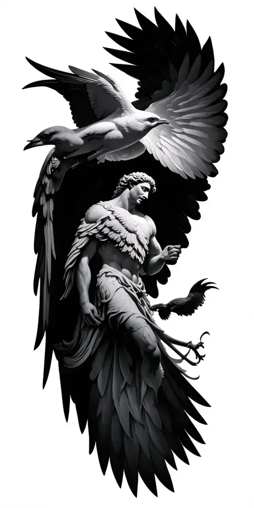 God Hermes Birds Flying Light Shining