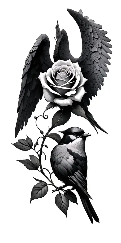 Rose And Angel And Bird