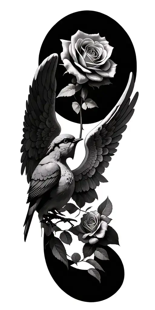 Rose And Angel And Bird For Man