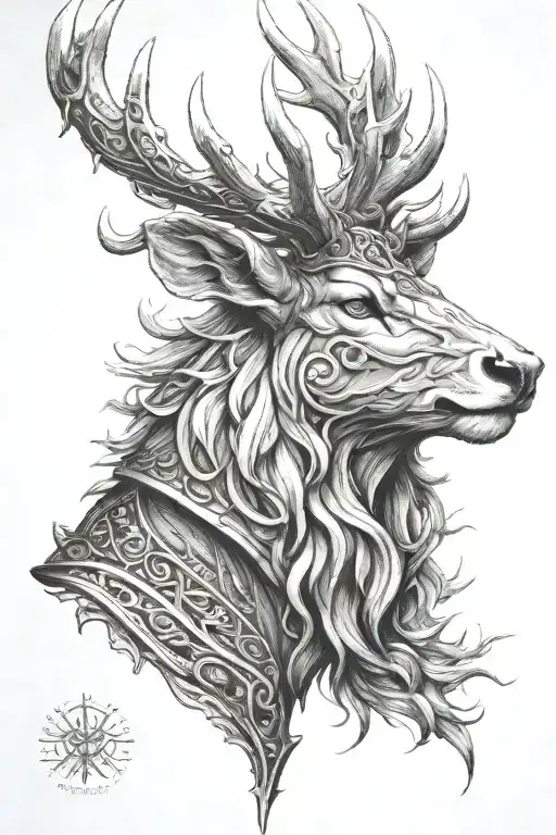 Powerfull Warrior Stag Head Profil
