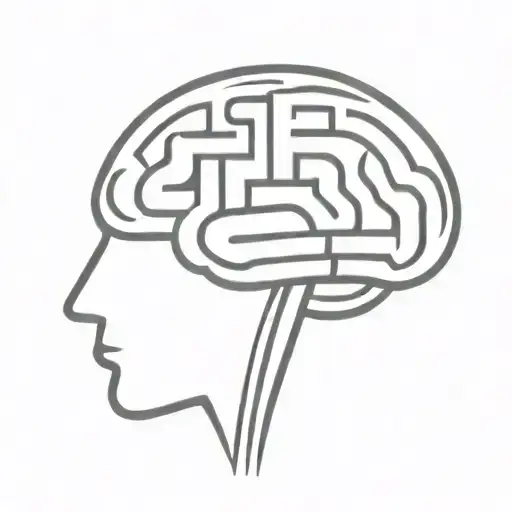 A Simple Minimalist Line Drawing Of A Brain As A Maze