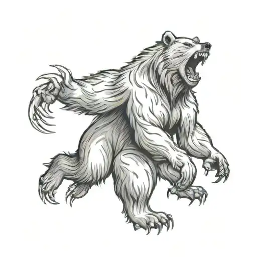 Snarling Bear On Hind Legs