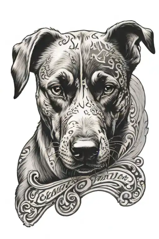 Dog Head With Name Written