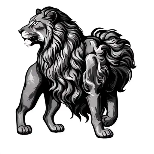 Leo Stands In The Profile On The Hind Legs